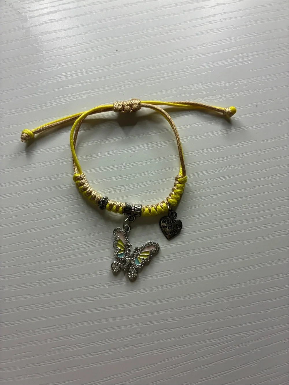 Yellow Butterfly Charm Adjustable Bracelet